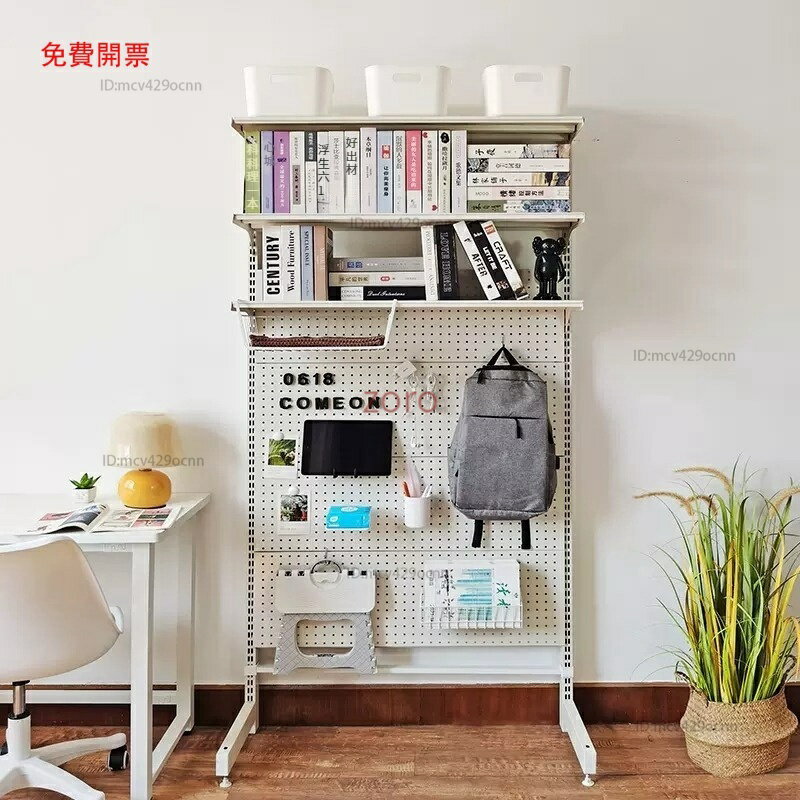 小戶型洞洞板 書架 桌上多層書櫃 一體省空間收納架 落地飄窗置物架Y2