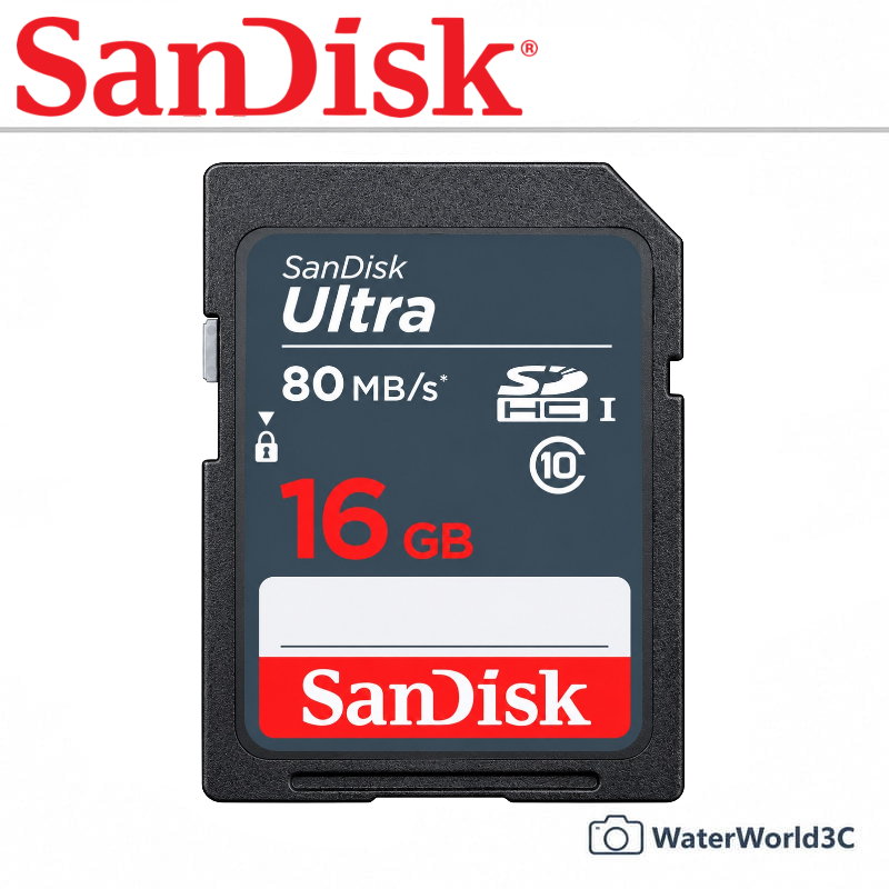 SanDisk ULTRA SDHC 16G 【UHS-I C10 80MB/s】記憶卡 公司貨【中壢-水世界】