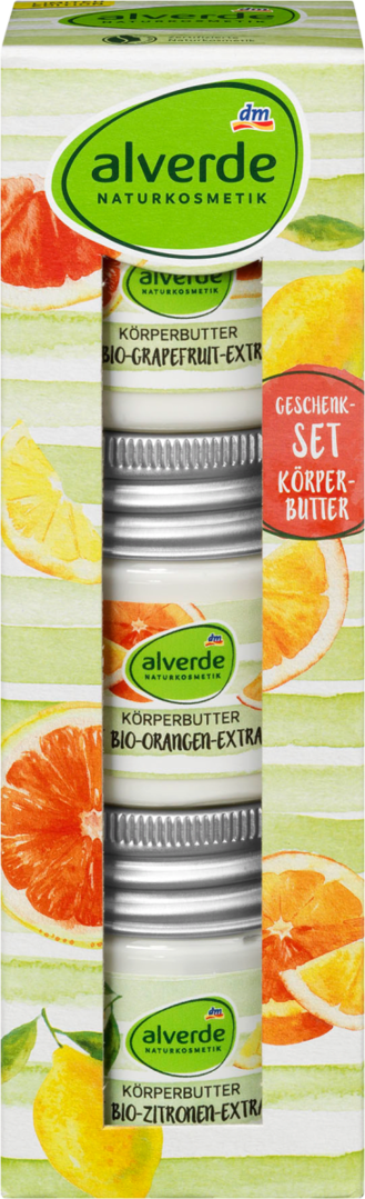 dm alverde 果味身體潤膚霜組 3x50ml 檸檬 葡萄柚 柳橙 旅行組 隨身罐 附發票｜換季推薦⚡APP下單最高享19%點數回饋 美的三次方 【心心哈德】