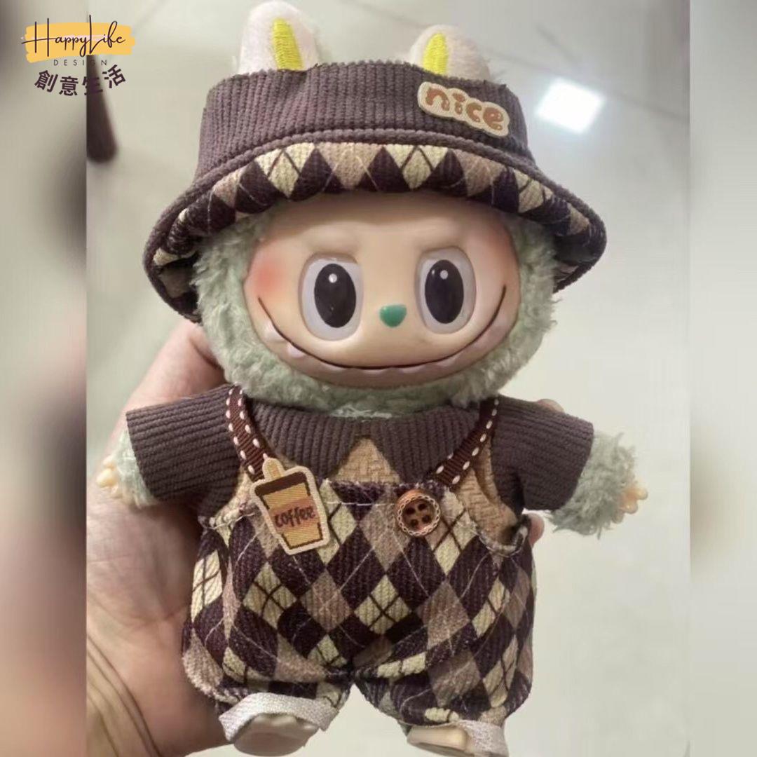 泡泡瑪特 Labubu拉布布 現貨17釐米 衣服Labubu盲盒公仔17cm搪膠公仔背帶褲娃衣裙子[PP0517011]