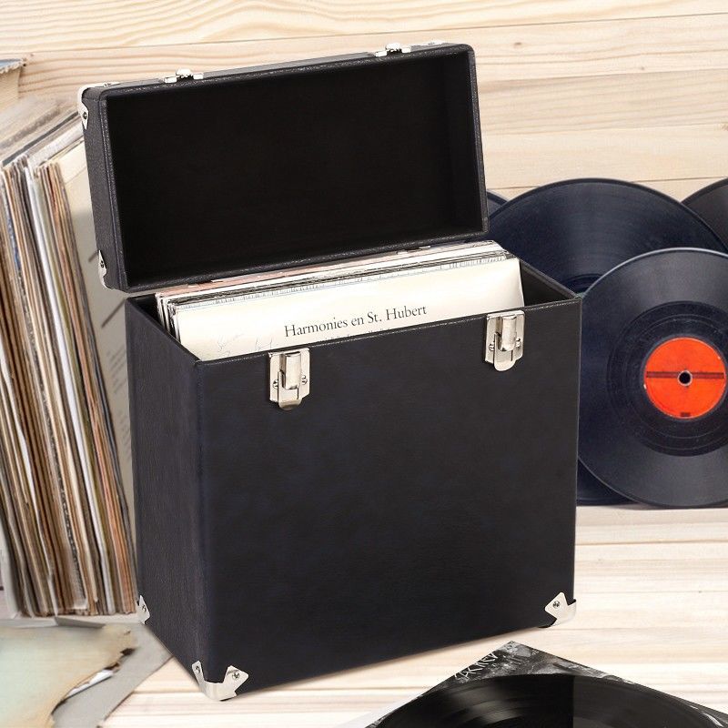 免運 公司貨 黑膠收納架 cd架 唱片架復古實木手提LP黑膠唱片收納箱12寸7寸儲物盒cd收納盒黑膠保護盒