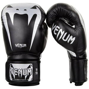 『VENUM旗艦館』14oz 頂級拳套VENUM GIANT巨人系列拳擊手套～頂級真皮手工拳套-黑銀 2055128