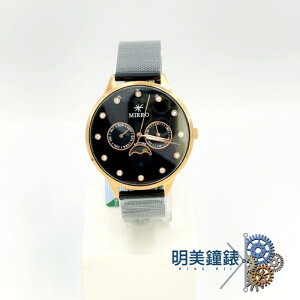 ◆明美鐘錶眼鏡◆MIRRO 米羅 /6108KL-37631(黑X玫瑰金)/亮鑽日月相雙環設計都會腕錶