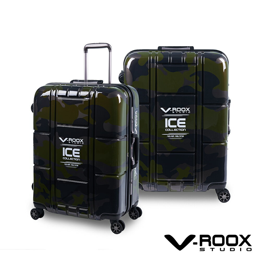 <br/><br/>  V-ROOX ICE by A.L.I 25吋 不敗迷彩時尚行李箱 硬殼鋁框旅行箱-迷彩綠<br/><br/>