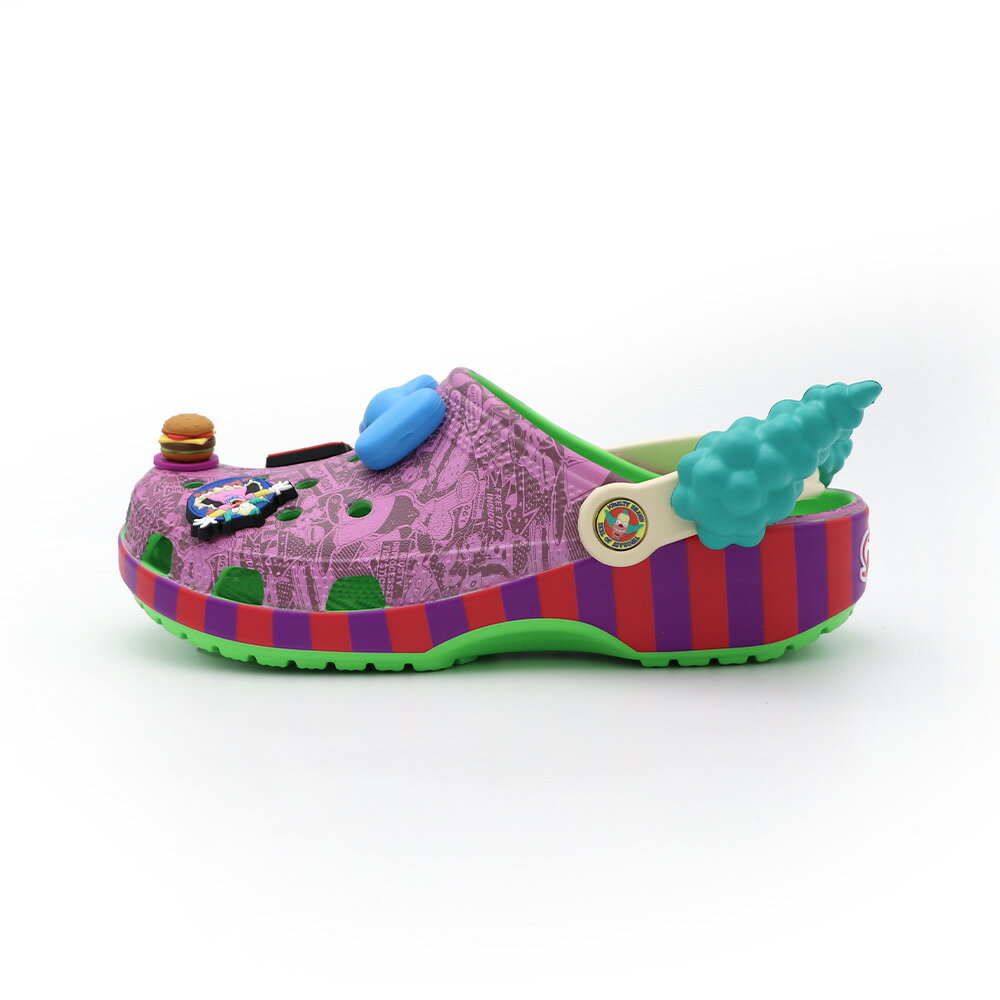 【全館滿額折】Crocs 卡駱馳 x 辛普森小丑庫斯提 紫綠 休閒 克駱格 洞洞鞋 涼拖鞋 女款 B6256【新竹皇家211107-90H】