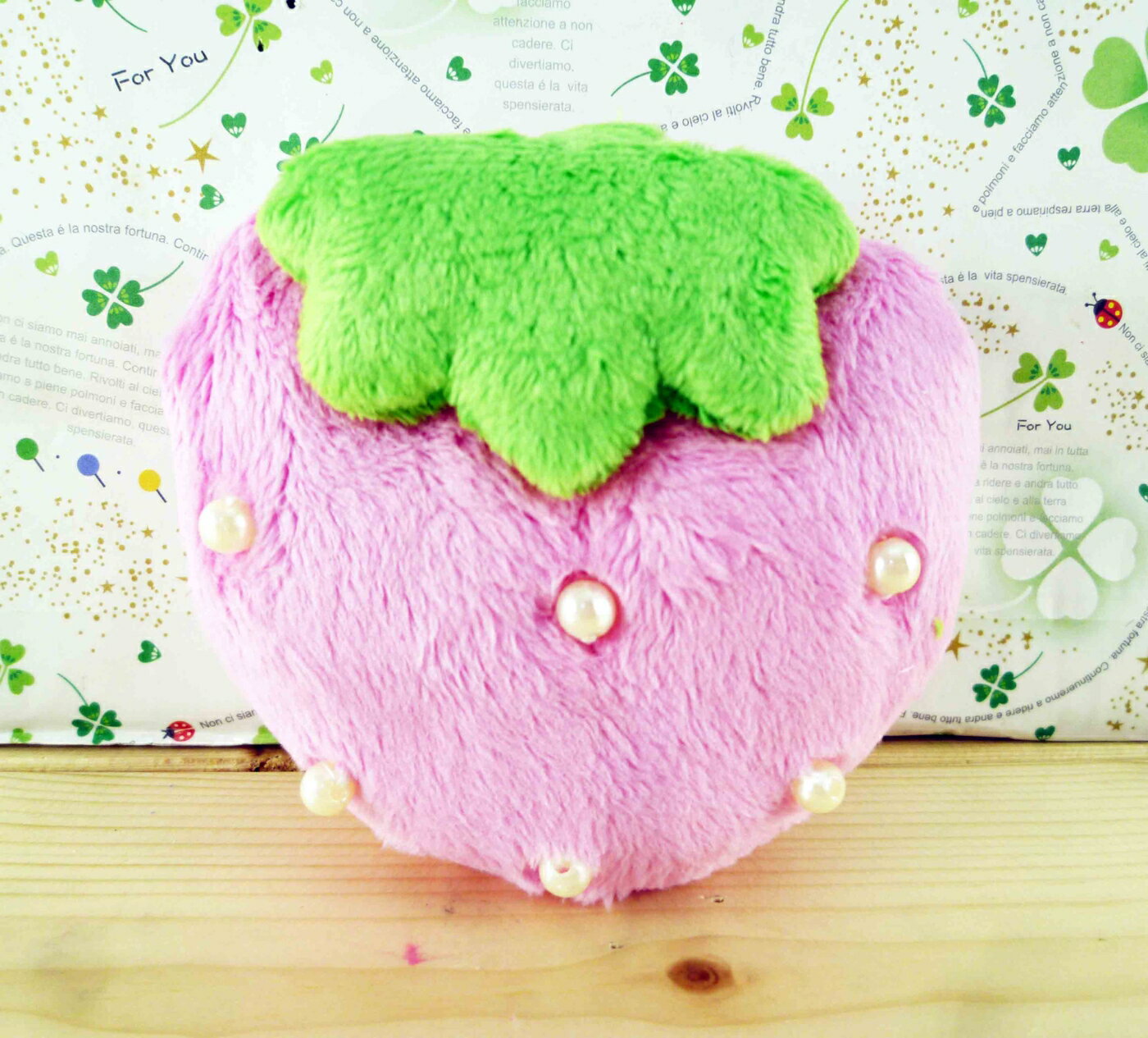 【震撼精品百貨】草莓 Strawberry 造型絨毛零錢包-粉 震撼日式精品百貨