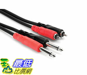 [7美國直購] 電纜線 Hosa CPR-202 Dual 1/4 inch TS to Dual RCA Stereo Interconnect Cable 6.6 feet