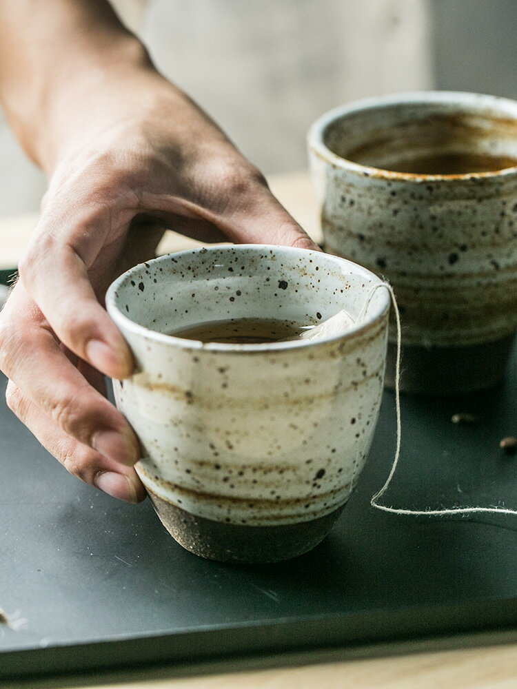 朵頤北歐粗陶水杯家用陶瓷手工茶杯杯具酒杯復古功夫茶具喝茶杯小1入