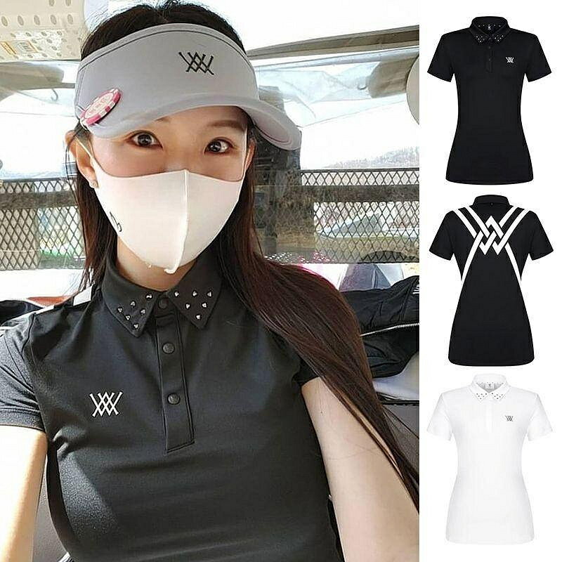 【優品高爾夫 】高爾夫球衣 韓國女裝 高爾夫女裝 高爾夫衣服裝女士短袖排汗透氣T恤緊身顯瘦上衣黑白百搭夏季球衣