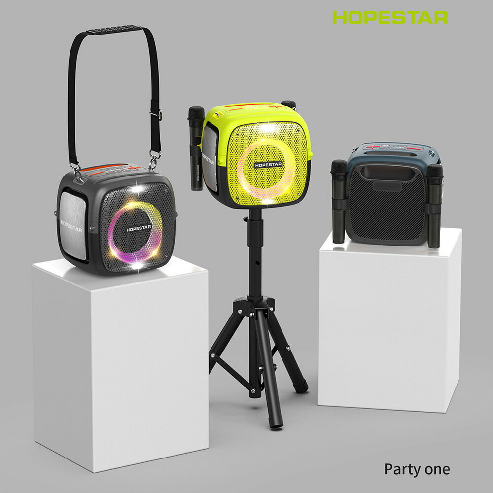 HOPESTAR Party One戶外便攜式藍芽音箱雙麥克風80W重低音帶支架