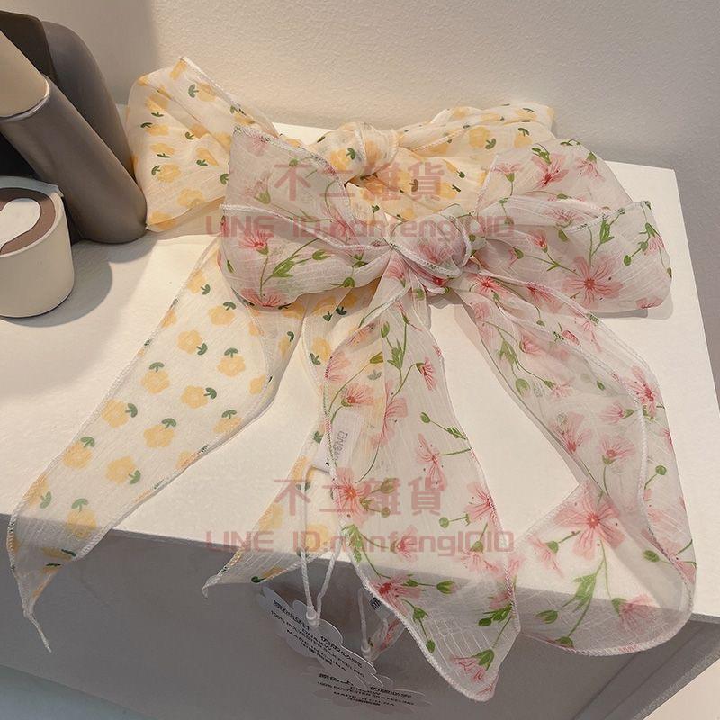 春日調色盤絲巾 夏季氛圍感碎花絲巾女 綁發帶頭巾【不二雜貨】