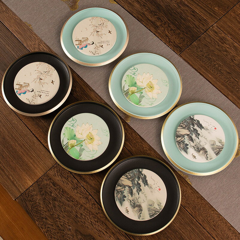 【喜挖】國潮吸水速幹茶盤陶瓷幹泡盤小號茶台家用壺承壺託盤功夫茶具配件