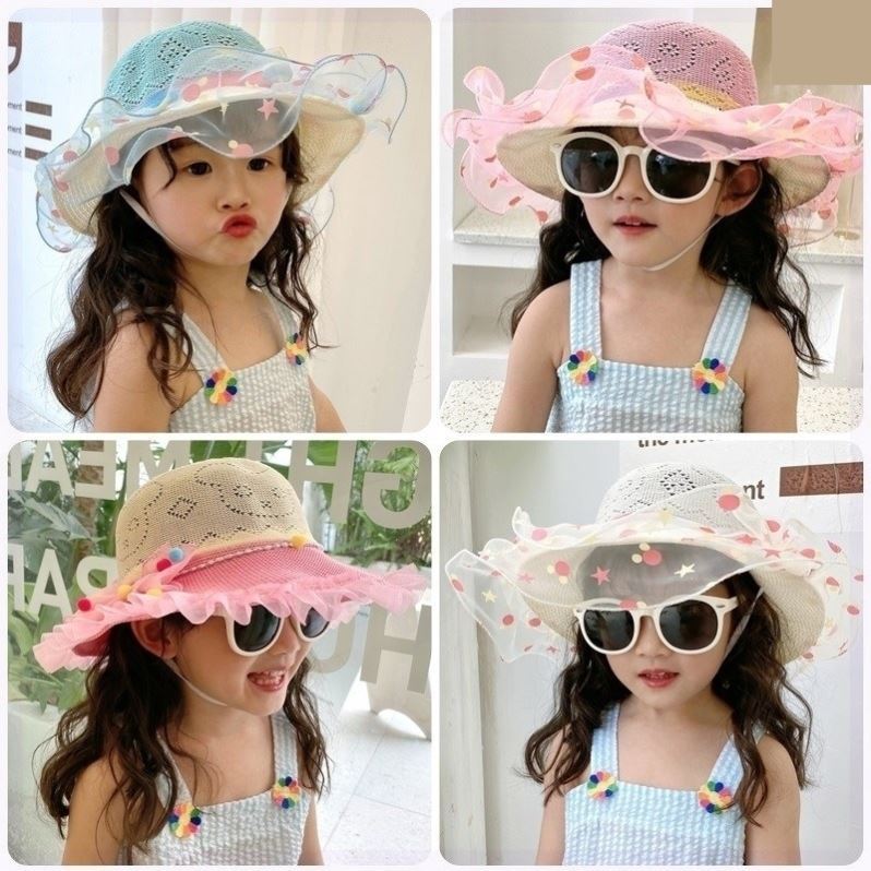 兒童公主防曬帽寶寶夏季薄款太陽帽可愛春夏帽子夏女童防風遮陽帽