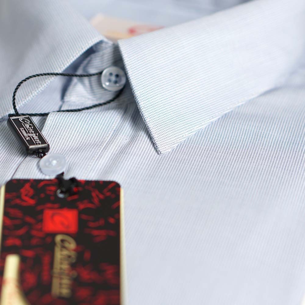 【CHINJUN/65系列】機能舒適襯衫-長袖、灰藍條紋、T00514(上班 標準 正式 紳士 面試)