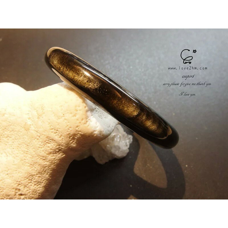 金沙黑曜手鐲A 圈口61/黑曜石/水晶手鐲/[晶晶工坊-love2hm]