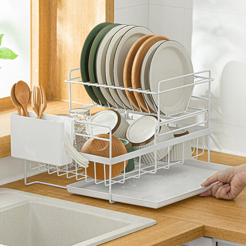 納川批發雙層碗碟瀝水架廚房多層 置物架 大容量瀝水碗架收納整理架