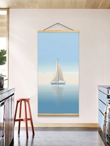 一帆風順掛畫布藝油畫風景海邊客廳玄關裝飾畫超大掛毯掛布臥室
