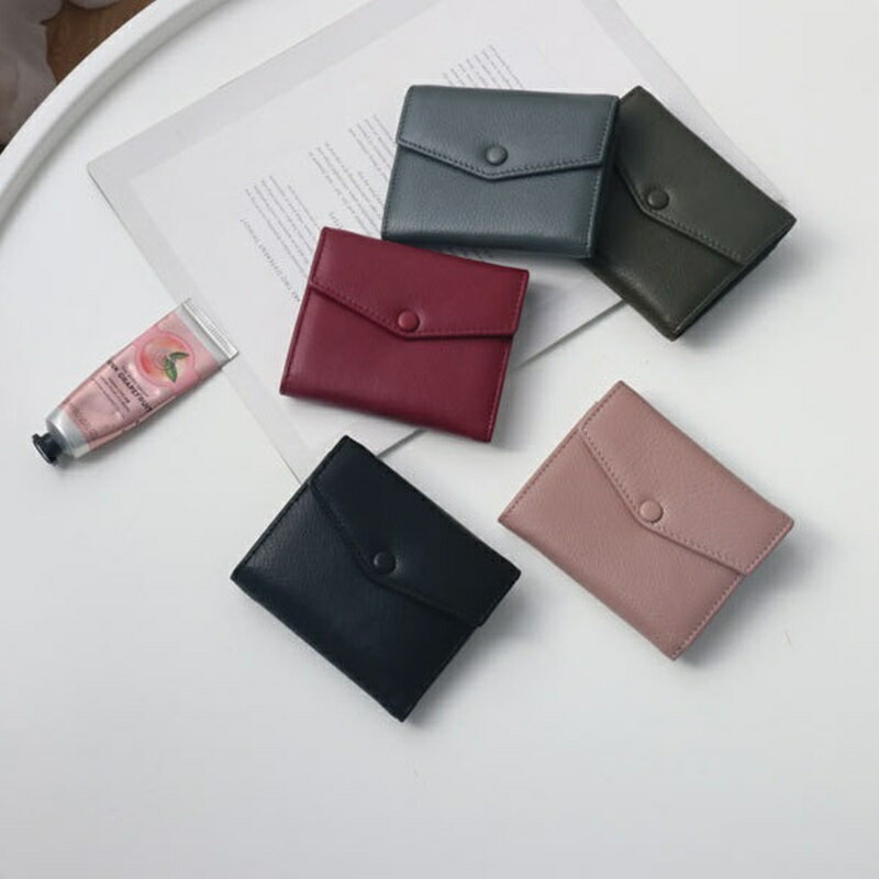 現貨+預購 短夾真皮錢包-牛皮三折薄款簡約男女包包5色74cd17【獨家進口】【米蘭精品】