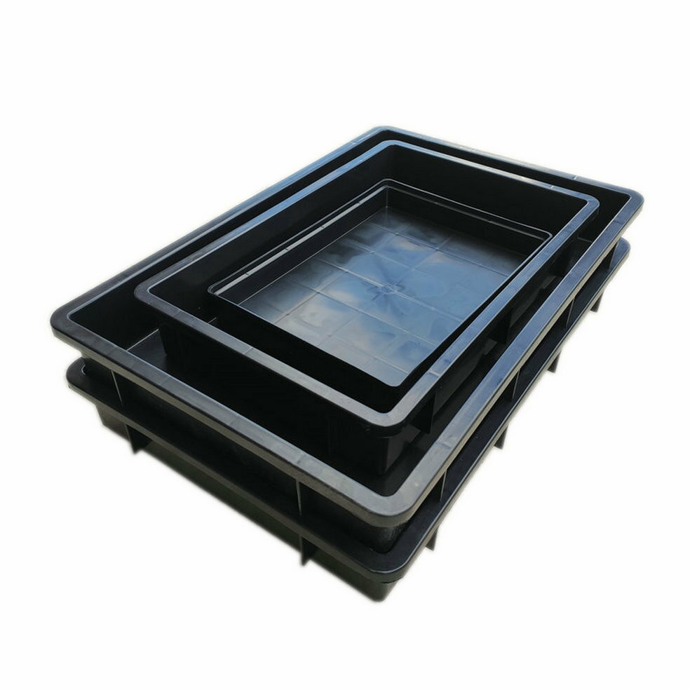 收納箱 防靜電塑料方盤物料周轉盤電子零配件收納膠盆黑色PP塑膠周轉箱