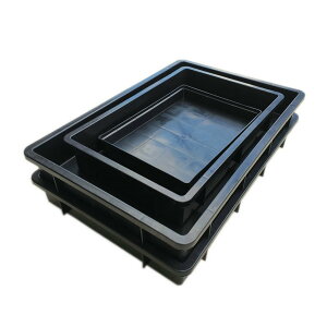 收納箱 防靜電塑料方盤物料周轉盤電子零配件收納膠盆黑色PP塑膠周轉箱