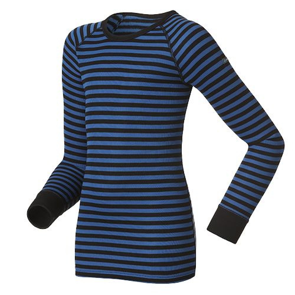 【速捷戶外】瑞士ODLO 10459 機能銀纖維長效保暖底層衣長袖 -兒童 藍黑條紋