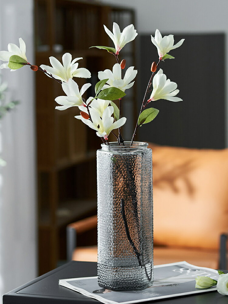 【滿299出貨】北歐ins 簡約六邊形水養鮮花玫瑰玻璃插花瓶大號客廳擺件裝飾