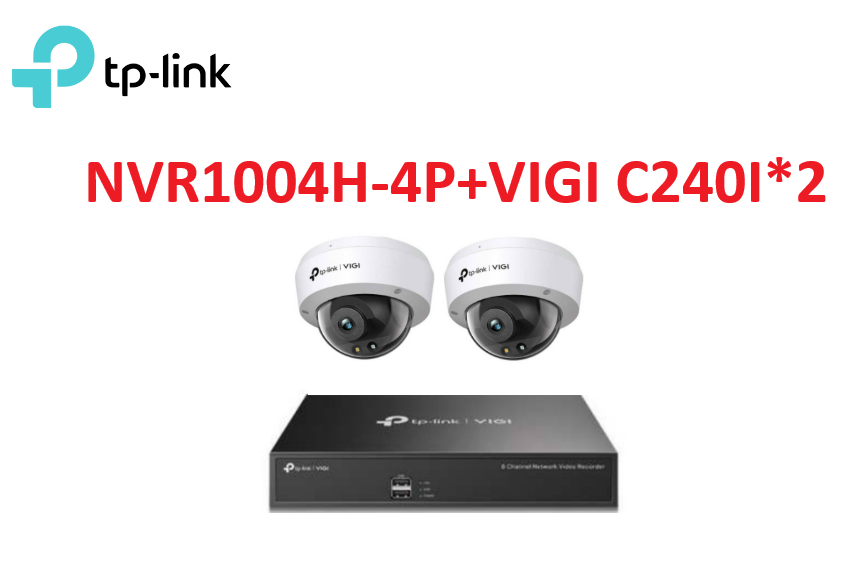 ❤️TP-LINK 套組 VIGI NVR1004H-4P 4路主機+VIGI C240I 紅外線球型網路監控攝影機*2