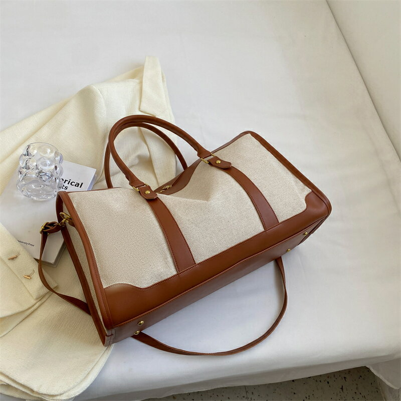 行李袋 旅行袋 手提袋 手提輕便女士外出短途旅行包大容量包包女2023新款夏帆布斜背包袋『cy3365』