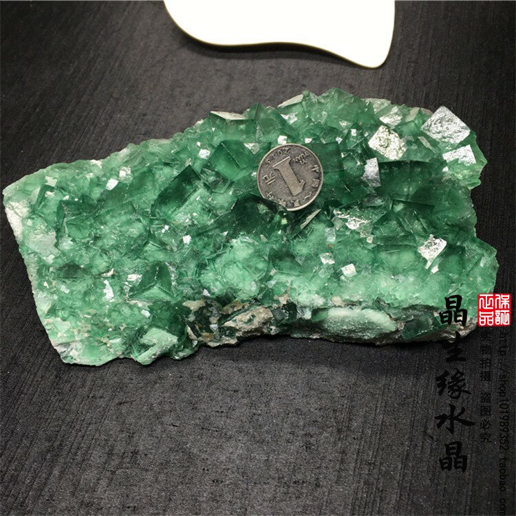天然綠螢石晶簇礦物晶體原礦石教學標本收藏石實物圖1
