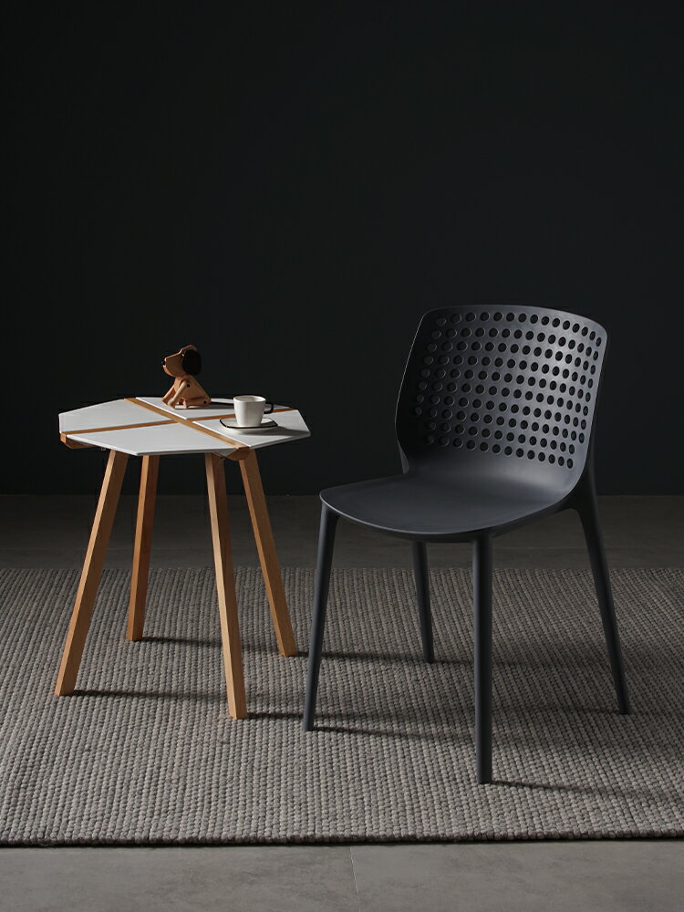 慵懶空間北歐餐椅家用椅子創意戶外休閑chair簡約現代鏤空塑料椅 0