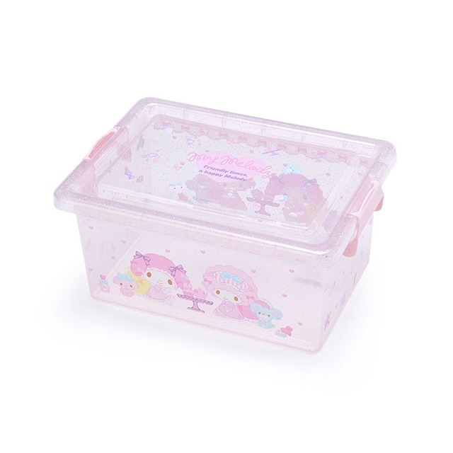 【震撼精品百貨】My Melody 美樂蒂~日本三麗鷗SANRIO 美樂蒂透明拿蓋收納箱 S 亮粉(粉茶會)*23974