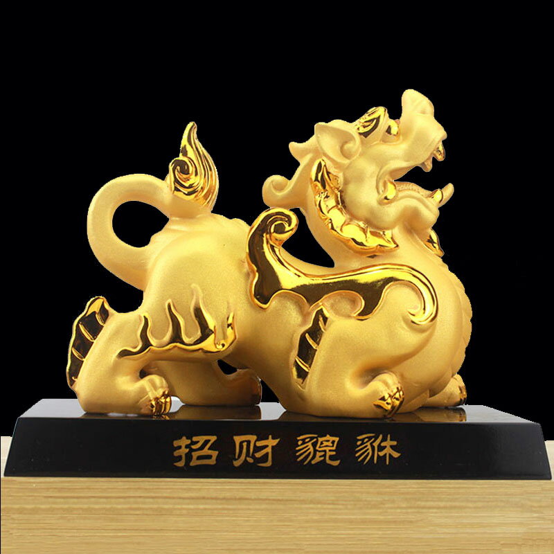 絨沙金貔貅擺件大小號一對皮丘招財聚財客廳酒櫃電視櫃裝飾品擺設