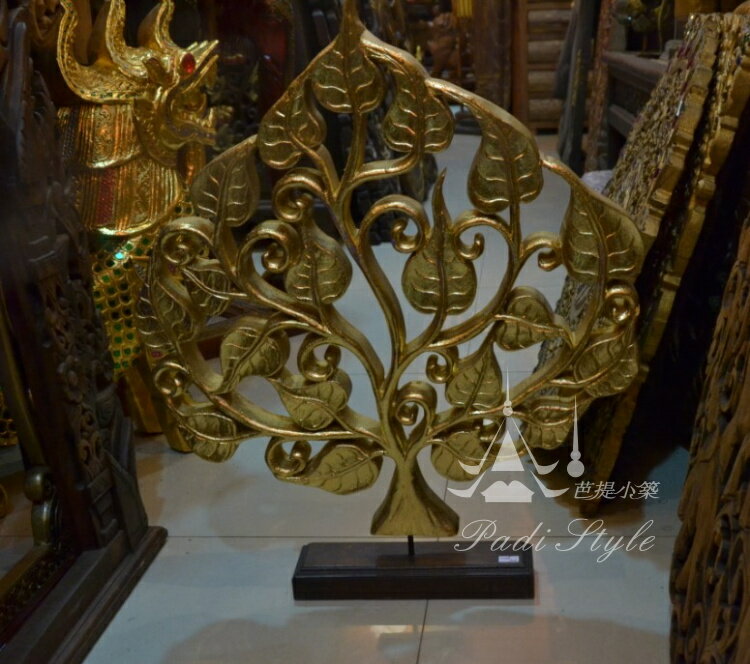 泰國工藝品 金菩提 菩提樹擺件 東南亞家居飾品 泰國特色擺件
