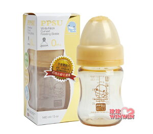 KU.KU 酷咕鴨 5833 PPSU 寬口徑葫蘆奶瓶-140ML ~ 附防脹氣奶嘴 - 新生兒寶寶適用