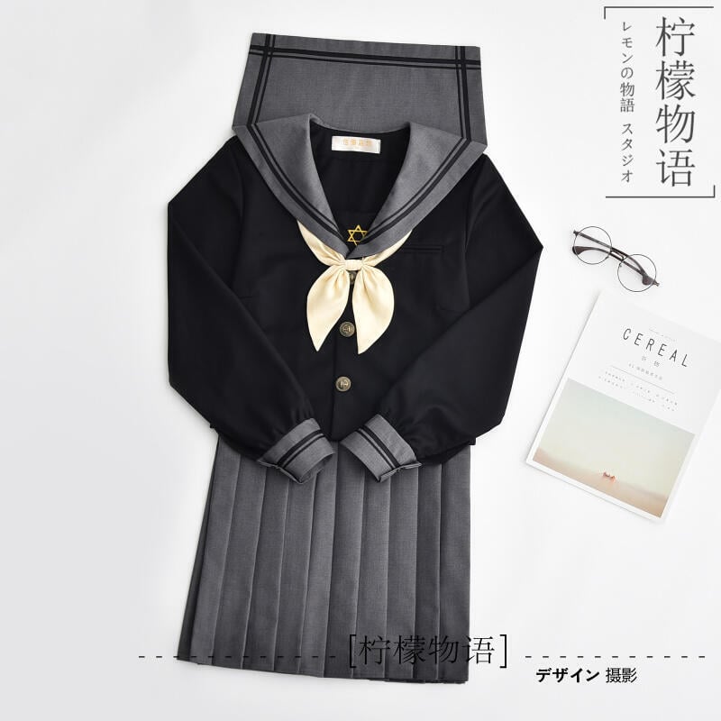 【可開發票】學院風套裝日本正統JK製服軟妹裙關西襟水手服長袖學生裝校服班服 3