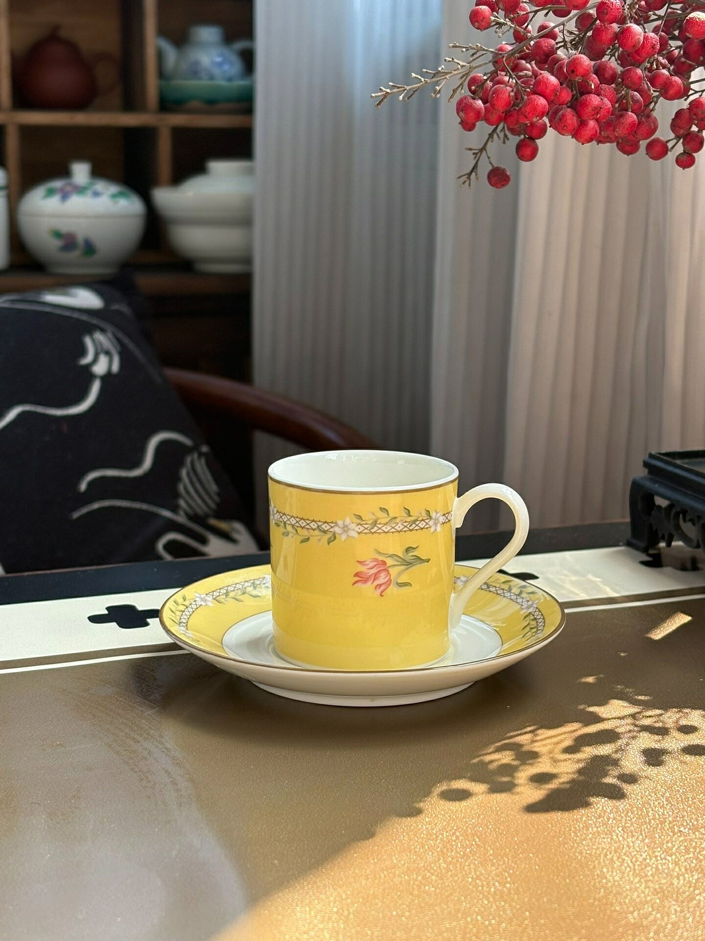 日本迴流 Tiffany & Co. Pink Tulip 骨瓷咖啡杯碟組 黃地粉花經典款 輕奢下午茶具 居家質感生活