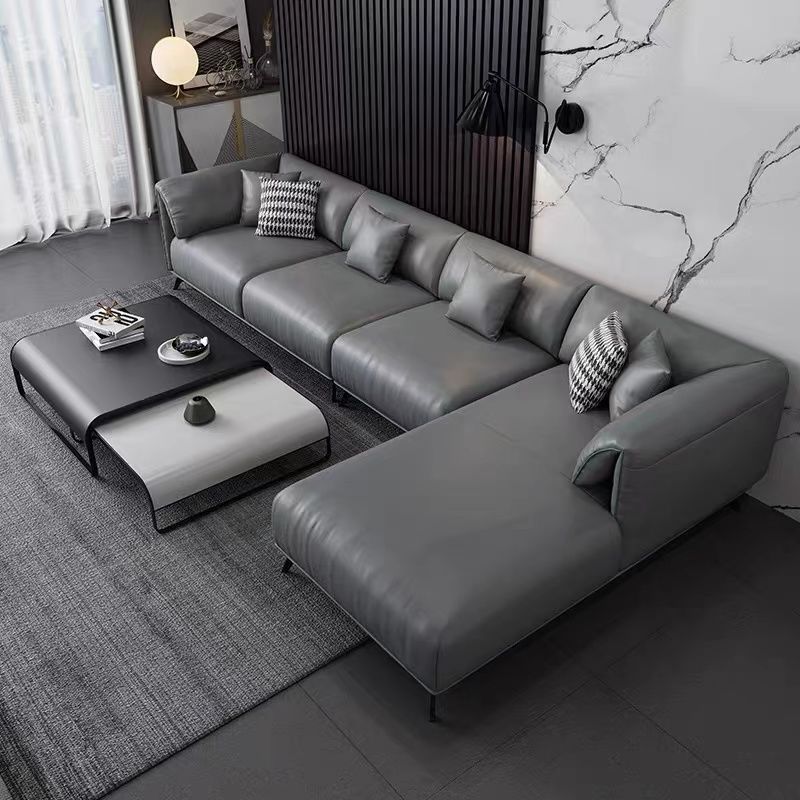 意式極簡真皮沙發L型轉角現代簡約輕奢小戶型組合沙發