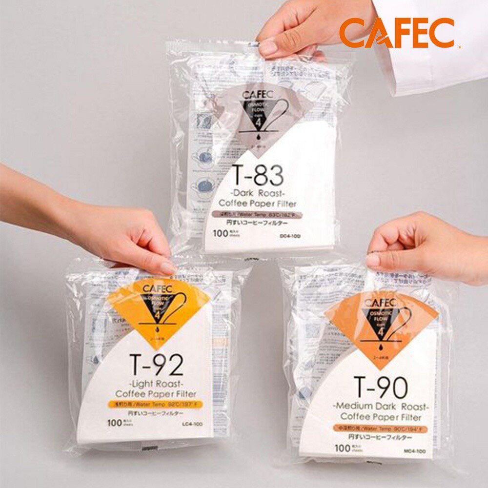 新款 CAFEC三洋 淺焙/中焙/深焙濾紙 1-2人/2-4人白色錐形濾紙 100入 日本製『歐力咖啡』