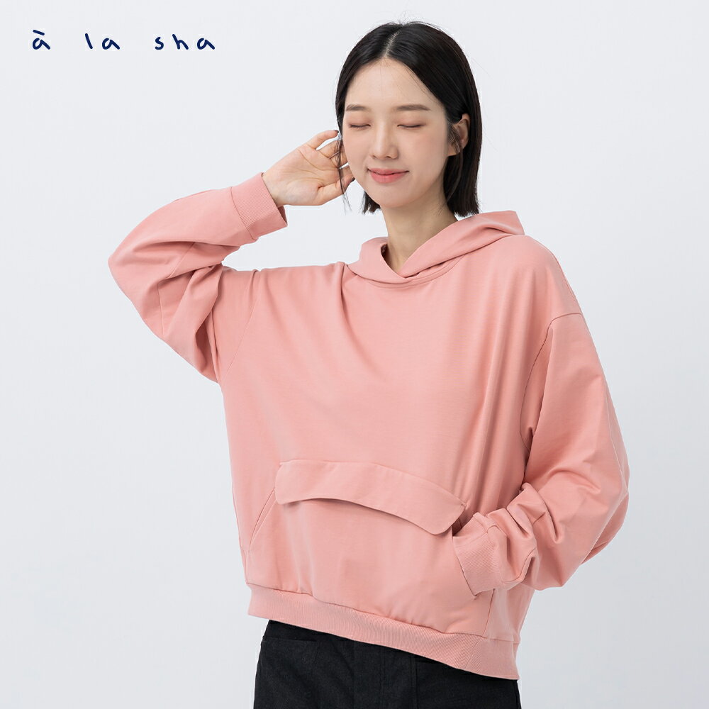 a la sha 貓咪疊疊樂落肩帽T