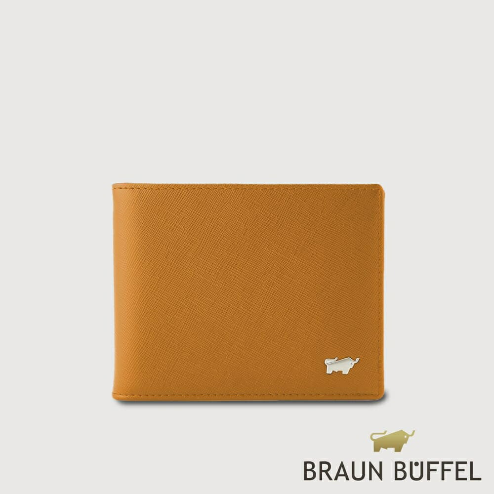 【BRAUN BUFFEL 德國小金牛】臺灣總代理 亞當 6卡鐵夾皮夾-淺棕色/BF504-321-CS