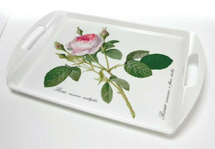 英國 Roy kirkham Redoute Rose浪漫淺玫瑰系列-美耐皿托盤34x23cm (大)