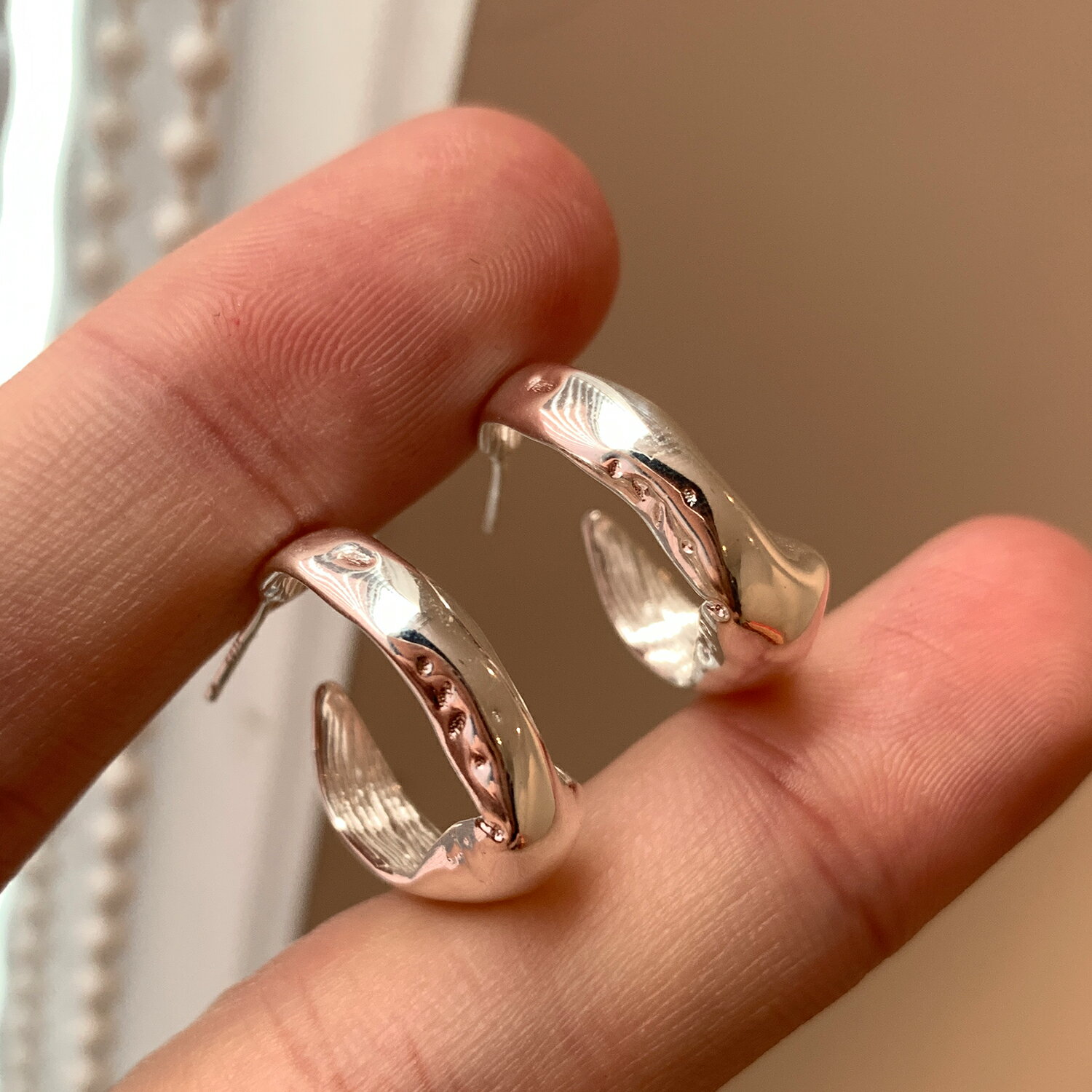 小寶s925純銀幾何美學獨特設計光面耳釘女耳環2022年新款潮高級感