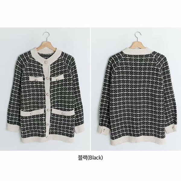 ANNAS 正韓 外套 小香風 毛呢 格紋 格子 編織 小香 大衣 風衣 長版 韓國 7