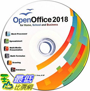 [7美國直購] 2018 amazon 亞馬遜暢銷軟體Open Office Suite 2018 CD for Home Student Professionals and Business, Compatible with Microsoft