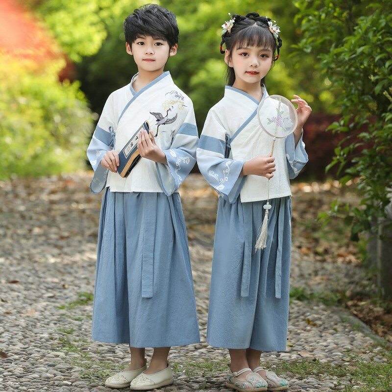 六一兒童演出服古裝國學漢服中國風書童古風小學生男女童表演服裝
