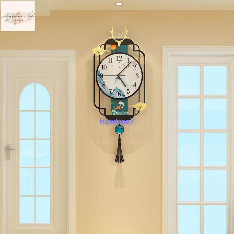 新中式鐘錶掛鐘客廳掛錶創意藝術時鐘餐廳掛牆石英鐘 0915