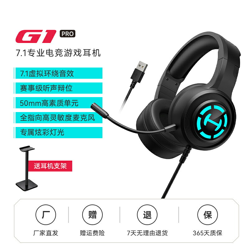 漫步者g1pro頭戴式耳機遊戲電競臺式電腦USB有線耳麥7.1喫雞帶麥【宜家良品百貨】
