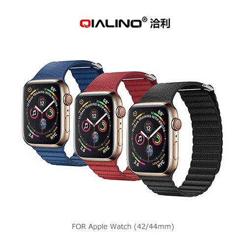 QIALINO Apple Watch (42/44mm) 真皮製回環形錶帶 磁吸式錶帶 4代皆通用