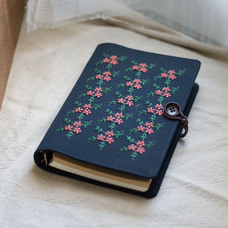 原創刺繡碎花活頁A6A5文藝筆記本日記本布藝手賬本活頁本手工 樂購生活百貨