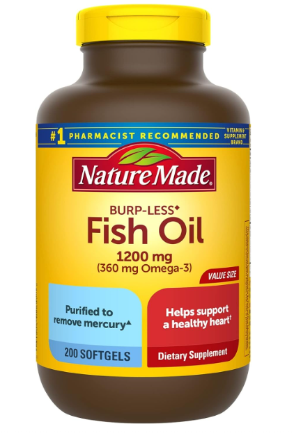 (現貨) 萊翠美魚油 360 mg Omega 3 Nature Made Burp Less Fish Oil 1200 mg, 200粒軟膠囊